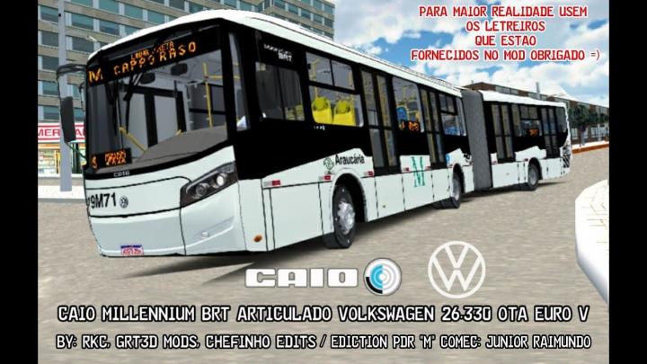 MILLENNIUM BRT 1⁰ GERAÇÃO ARTICULADO VOLKSWAGEN 26.330 OTA EURO 5 Proton Bus Simulator